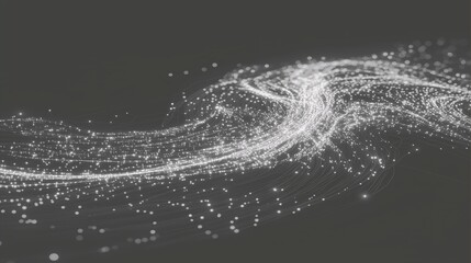 Poster - Dynamic Abstract Flow of Light Particles Creating a Sense of Motion and Energy in a Dark Background for Digital and Technological Themes