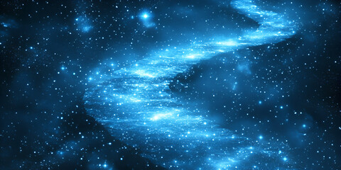 Poster - celestial nebula: a mesmerizing celestial nebula swirls with vibrant blue light, illuminating the va