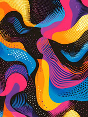 Poster - vibrant abstract waves: a dynamic composition of swirling, vibrant colors in shades of pink, purple,