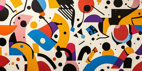 Poster - abstract geometric pattern: a vibrant abstract pattern with bold, colorful shapes and circles formin