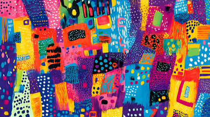 Poster - vibrant abstract collage: an explosion of color and texture in this dynamic abstract collage. bold s