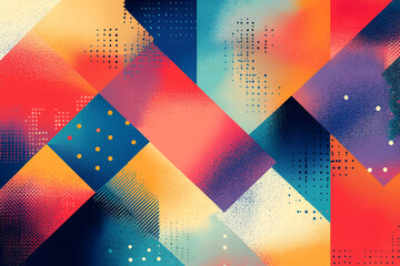 Poster - Abstract Geometric Pattern: A vibrant and dynamic abstract pattern, featuring a bold geometric composition in a spectrum of vivid colors, with overlapping shapes creating a sense of depth and energy.