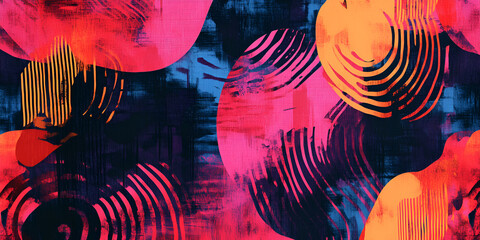 Poster - abstract vibrant circles: a dynamic and energetic abstract artwork featuring vibrant pink, orange, a