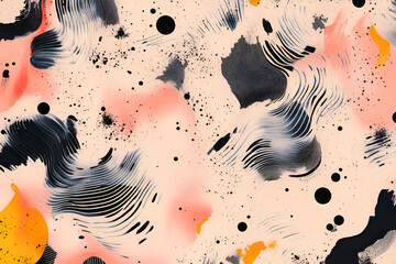 Poster - abstract art with black, orange and pink swirls: a captivating abstract art piece featuring swirling