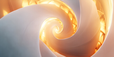 Poster - golden spiral vortex: abstract image of a swirling spiral, glowing with warm golden light at its cor