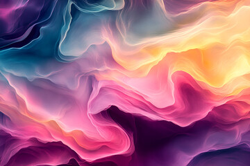 Poster - abstract fluid art: swirling vibrant hues of pink, purple, teal, and gold create a mesmerizing abstr