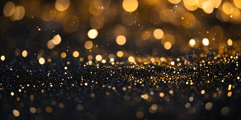 Poster - Golden Glitter Abstract: Shimmering gold particles and bokeh lights create a luxurious and magical abstract background, perfect for adding a touch of elegance and sophistication to any design. 