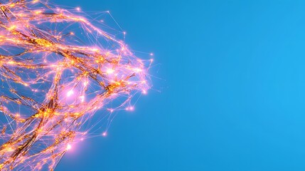 Poster - Abstract Visualization of Digital Connections with Glowing Lights and a Calm Blue Background for Technology and Innovation Themes