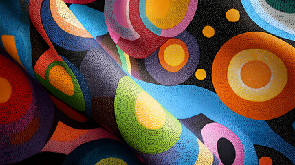 Poster - abstract colorful circles fabric: a vibrant textile showcases a captivating pattern of overlapping c