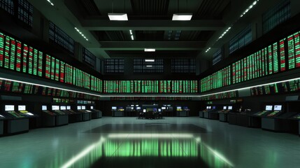 Poster - Modern Stock Exchange Trading Room with Digital Displays and Monitors