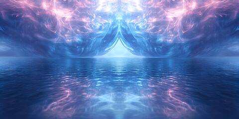 Poster - ethereal glow: a captivating abstract image showcasing a mesmerizing symphony of vibrant blues and p