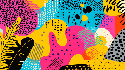 Poster - vibrant abstract tropical: an explosion of color and texture in an abstract artwork featuring tropic