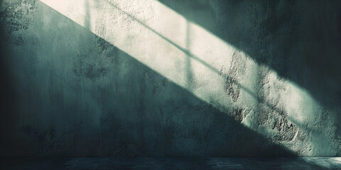 Poster - light streaks on concrete wall: a beam of sunlight cuts through the darkness, casting a dramatic dia