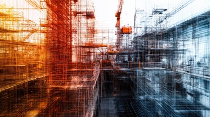 Poster - Abstract Construction Site with Lines and Structures in Dynamic Display