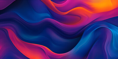 Poster - abstract fluid wave: vibrant hues of blue, purple, and orange swirl and flow in a mesmerizing abstra
