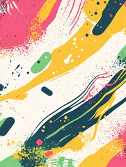 Poster - abstract colorful strokes: a vibrant and dynamic composition featuring bold strokes of pink, yellow,