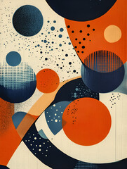 Poster - cosmic dance of color: a vibrant abstract composition with overlapping circles, geometric patterns, 