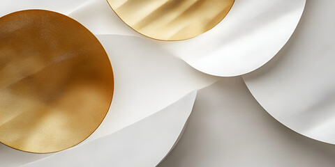 Poster - Abstract Gold and White Curves: Elegant interplay of smooth, curved forms in gold and white, creating a luxurious and modern abstract background.
