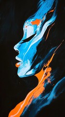 Poster - Electric blue lines swirl and flow, creating an expressive silhouette against a dark background. The vivid colors capture energy and emotion, inviting endless interpretation
