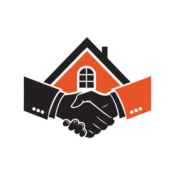 Trust and Partnership Real Estate Logo Design | Handshake to House Icon Concept Trust and Partnership Logo Real Estate Logo Design Handshake House Icon