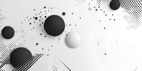 Aufkleber - abstract monochromatic sphere composition: floating spheres in black and white create a visually str