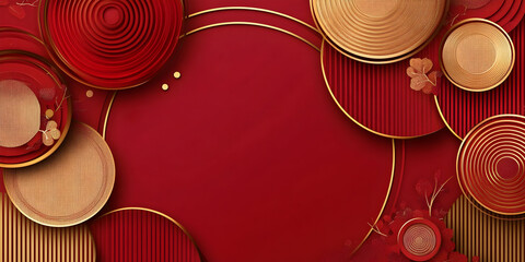 Red and Gold Festive Circles: An elegant design featuring overlapping red and gold circles with a textured, layered effect, creating a luxurious and celebratory backdrop.