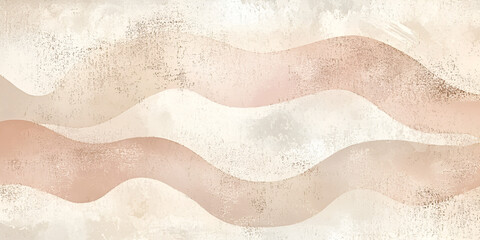 Poster - Creamy Wave Abstract: Elegant, flowing, pastel peach and cream waves on a textured background create a serene and sophisticated abstract design, ideal for various design projects. 