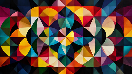 Poster - geometric abstract: a mesmerizing kaleidoscope of vibrant colors and geometric shapes, interweaving 