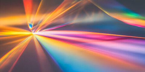 Poster - Abstract Light Burst: Vibrant, multicolored light rays converge at a central point, creating an explosion of color and energy.  The image evokes feelings of dynamism, excitement, and innovation.