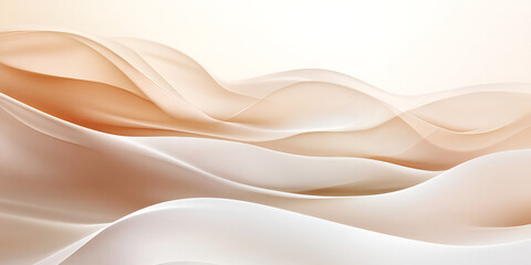 Poster - Abstract Fabric Waves: A mesmerizing abstract composition featuring flowing waves of soft, silky fabric in delicate shades of beige and ivory, creating a sense of tranquility and serenity.  