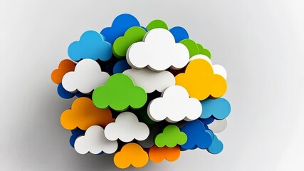 Poster - Colorful and Abstract Cloud Shape Arrangement in 3D Rendered Style