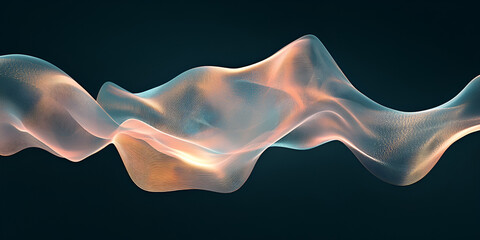 Aufkleber - abstract flow: a mesmerizing abstract wave of iridescent light dances across a deep blue background,