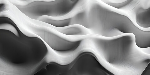 Poster - Fluid Monochrome Abstract:  A captivating grayscale image showcasing the elegant flow and interplay of light and shadow on undulating, organic forms.