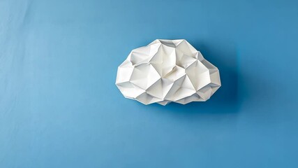 Poster - Abstract white sculpture on blue background showcasing geometric shapes and textures