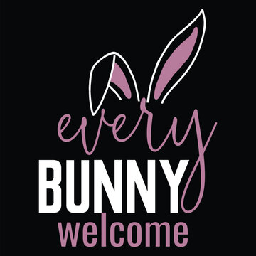 Easter Bunny Typography T Shirt Design Vector Art Illustration 