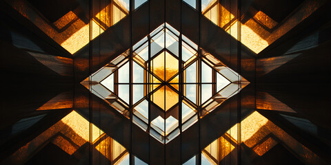 Aufkleber - geometric glass reflections: an abstract image showcasing a mesmerizing interplay of geometric shape
