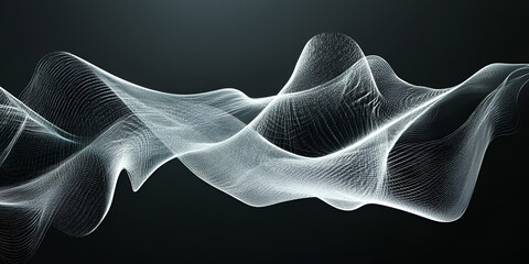 Poster - flowing white abstract: elegant, flowing white abstract lines dance across a dark background, creati
