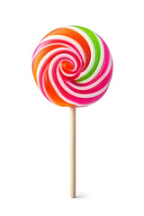 Wall Mural - Red lollipop on stick isolated on white background