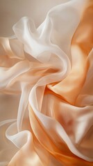 Poster - Delicate layers of fabric intertwine in warm shades of orange and soft white, crafting a serene and captivating visual experience that evokes a sense of calm and elegance