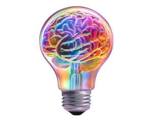 isolated colorful brain lightbulb
