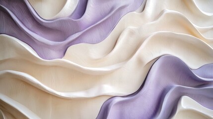 Aufkleber - Delicate folds of pastel fabric undulate gently, blending soft lavender and cream tones, creating an atmosphere of tranquility and grace that invites relaxation