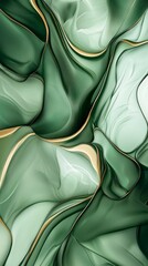 Poster - Swirling patterns in pastel olive green and delicate hues intertwine, creating a serene landscape of flowing forms that invite exploration of color and texture, evoking tranquility