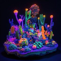 Poster - Exploring a magical microscopic ecosystem filled with vibrant friendly microbes in vivid colors. Generative AI