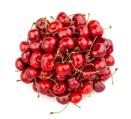 Wall Mural - cherry path isolated on white top view