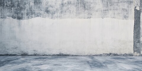 Poster - Textured concrete wall with a faded white section and ample grey floor space, ideal for product display or advertising text design.
