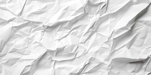 Poster - Crumpled white paper texture background with a smooth finish showcasing various folds and shadows in a birdseye view arrangement.
