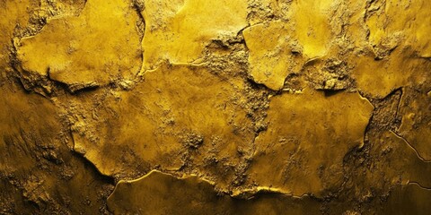 Poster - Textured deep yellow backdrop with rich, uneven surface details, abstract design, and soft shadows, ideal for artistic or design applications.