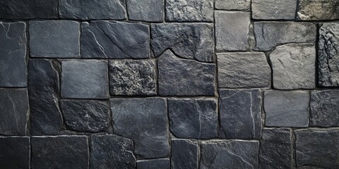 Wall Mural - Textured dark gray stone flooring backdrop with varying stone shapes and sizes arranged in an irregular pattern, suitable for backgrounds and designs.