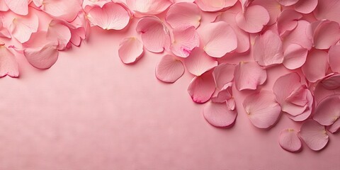 Leinwandbilder - Delicate arrangement of soft pink petals cascading on a light pink background with smooth texture creating a calming floral backdrop