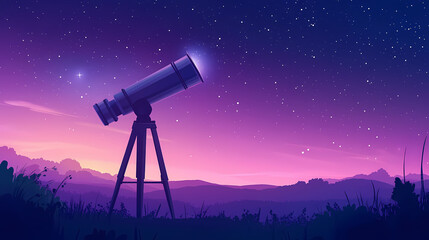 Wall Mural - astronomical telescope on the background of a beautiful starry sky at night. starbright. illustratio